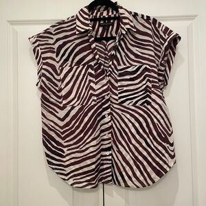 Banana Republic Zebra Print Button Down Shirt - Black and White